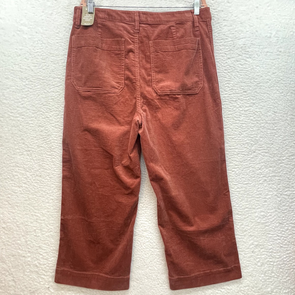Madewell Pants Womens 32 Orange Corduroy Slim Emmett Wide Leg Crop High Rise - Picture 10 of 15